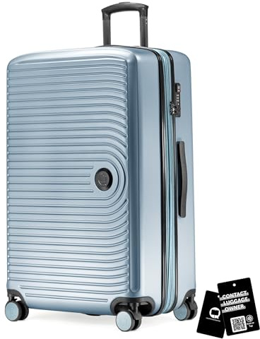 Hauptstadtkoffer Mitte Koffer 77 cm 112-130 Lmit Anhänger, Pool Blue | ABS-Hartschale · TSA · XL Erweiterung · 4 Rollen · Austauschbare Ersatzteile · Urlaub · 2-3 Wochen · Digitaler Kofferanhänger