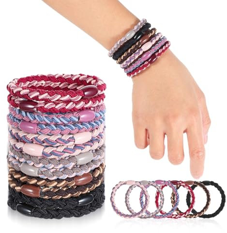 8 Stück Haargummi Damen, Haargummis Mädchen für Frauen & Damen, Mehrfarbigef Haargummi Geflochten Können als Stirnband und Armband beim Sport und Im Alltag Verwendet Werden