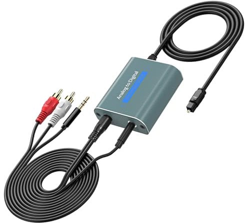Adaptateur Optique Jack,Double 3,5 mm RCA vers Optique Convertisseur Analogique Numérique avec Entrée AUX RCA et Sortie Optique,Convertisseur Audio avec Doubles Prises D'entrée 3,5 mm