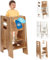Kitchen Kids Helper Lernturm ab 1 Jahr - Höhenverstellbarer Lernturm Montessori Eiche 80cm - Sicherer Learning Tower für Kinder - Ideal für Küche & Bad - Stabile Konstruktion - Leichter Aufbau