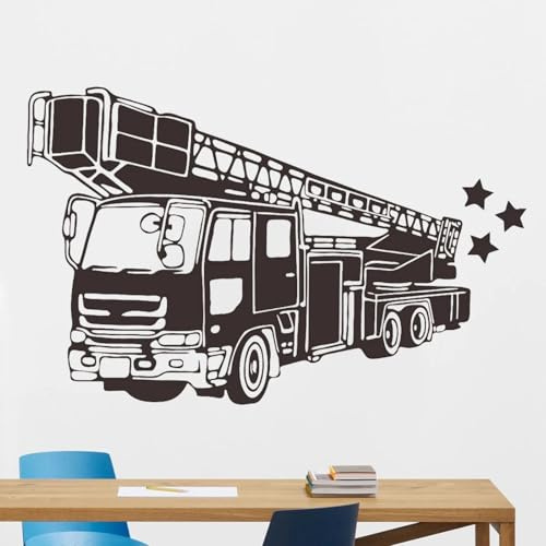 Schwarzer selbstklebender Feuerwehrauto-Wandaufkleber Cartoon-Feuerhydrant Auto Fahrzeug Wandaufkleber Kinderzimmer-Dekoration