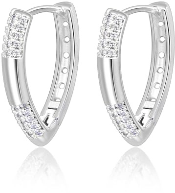 Lantine Creolen Ohrringe für Damen Mädchen Silber Gold V-förmig Huggie Creolen Zirkonia Ohrringe elegant jewellry Geschenke