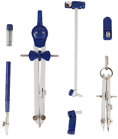 Fockety Compass for Geometry Set, Metal Drafting Compass Kit with Extension Bar, Professional Drawing Math with Shatterproof Storage Box for Architects Engineers Students