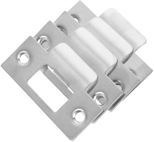 Ciieeo 4pcs Stainless Steel Door Strike Plates for Door Jams Silver Lock Striker Plates with Smooth Surface to Maintain Security Extra Long Deadbolt Lock Replacement Parts