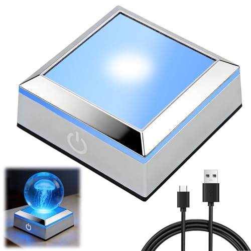 iwui Square Led Lighting Base Multicolor Show Stand Display | 4 Lights Modes for Crystal Statues Glass Art with Sensitive Touch Switch, Flat Surface