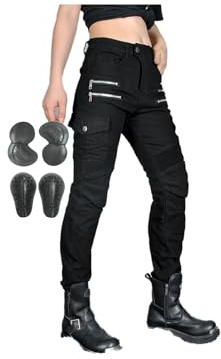Women's Riding Denim Jeans Tear Resistant Biker Pants High Stretch Motorcycle Leggings 4 CE Pads For All Seasons