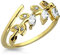 Bungsa Gold - Kristall Blätter Zehenring Zirkonia ~WÄHLBAR IN GOLD, ROSEGOLD UND SILBER ~ Brass Rhodium für Damen