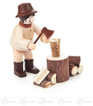 Rudolphs Schatzkiste Miniatur Holzhacker Natur Höhe ca 5,5 cm NEU Erzgebirge Weihnachtsfigur Holzfigur