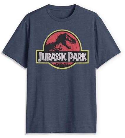 Jurassic Park Men’s Big Classic Movie Logo T-Shirt, Navy Heather, XX-Large