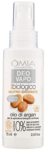 Omia, Deo Vapo Eco Bio-Feuchtigkeitsspender mit Arganöl, geruchshemmendes Deodorant, ohne Aluminiumsalze und Gase, Frische für 24 Stunden, Deodorant für Damen und Herren, dermatologisch getestet, 75