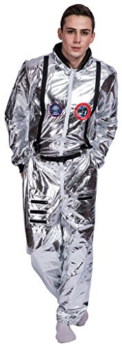 EraSpooky Astronauta Disfraz Plateada para Hombre Cadete del Espacio Americano Lujo