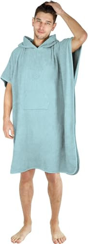 normani Badeponcho für Erwachsene aus saugstarker Baumwolle - Handtuch, Surf Poncho und Umkleidehilfe in Einem - Strandponcho mit Bauchtasche für Damen und Herren Farbe Blau Größe OneSize