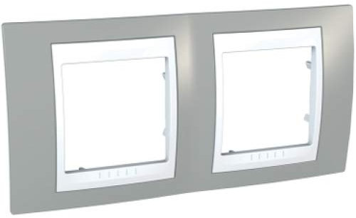 Schneider Electric MGU6.004.865 Única Plus Bastidor de cubierta, 4 m, 2 segmentos Horizontales, Gris Nublado/Blanco