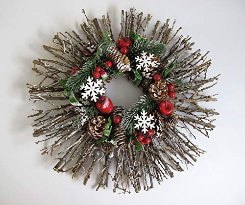 Small-Preis Türkranz Tischkranz Wandkranz Kranz mit Zapfen und Beeren ø 48 cm - Herbst - Winter - Willkommensgruß H29