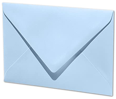 ARTOZ 150x Briefumschläge gerippt - Pastellblau - DIN B6 178 x 125 mm - Kuvert ohne Fenster - Umschläge mit Nassklebung - Spitze Verschlusslasche