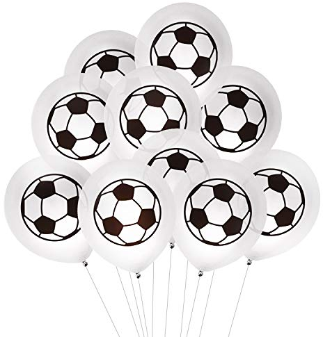 Oblique Unique® 10 Fußball Luftballons für Kinder Geburtstag WM Weltmeisterschaft Party Deko Ballons Spielen Schwarz Weiß