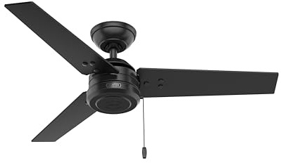 Hunter Cassius Indoor / Outdoor Ceiling Fan with Pull Chain, 44, Matte Black