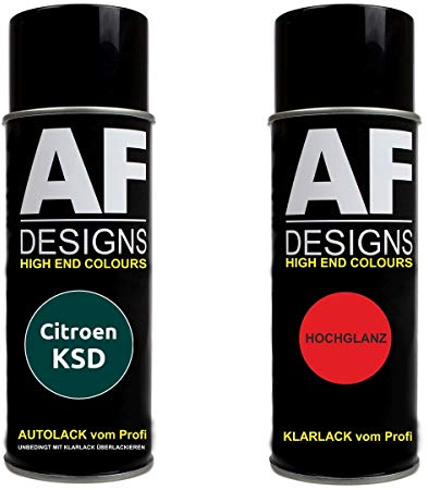 Autolack Spraydose Set für Citroen KSD Vert Longchamp Metallic Basislack Klarlack Sprühdose 400ml