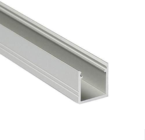 ledomec LED Profil ST10 Aluminium Silber für LED Streifen inkl. Abdeckung, für LED Streifen bis 10mm (Silber 1m, milchig)