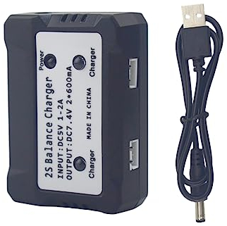 ZYGY 1PCS 7.4V 2in1 Ladegerät für SCX24 9300 YC300 HM101 18858 18859 HM163 HM164 35-DJ03 SN-DJ02 SYMA X8C X8HW Hubsan H501S H502E MJX Bugs B3 B2W B6 A959 V913 V912 A959-B K929-B 144001