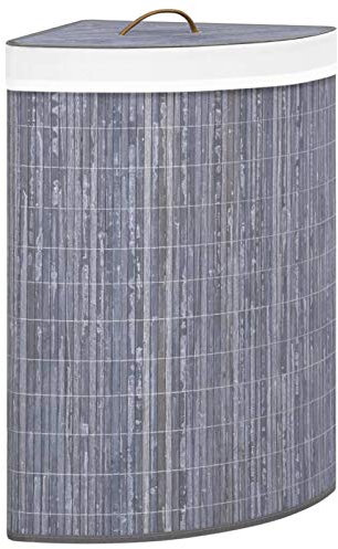 Festnight Panier à Linge Panier d'angle en Bambou pour Salon ou Salle de Bain Gris 60 L