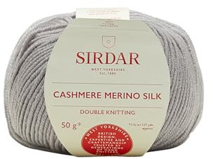 Sirdar F005-0405 Cashmere Merino Silk DK Doppelstrick, Silbergrau (405), 50 g, Seide Wolle Kaschmir, Gramm