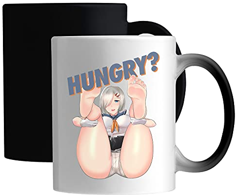 Hungry Kinky Anime Girl Hentai Feet Keramische magische Tasse Weiß