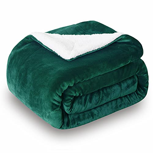 SOCHOW Sherpa Decke Grün zweiseitige Wohndecken Kuscheldecken, extra Dicke warm Sofadecke/Couchdecke aus Sherpa, 220 x 240 cm super flausch Fleecedecke als Sofaüberwurf oder Wohnzimmerdecke