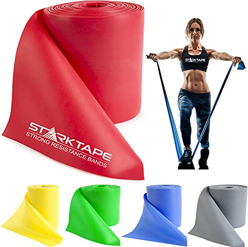 Starktape Resistance Bands Widerstandsbänder Latexfrei – Professional Fitnessbänder für Home-Training, Physiotherapie, Pilates, Krafttraining und Rehabilitation - 23 Meter Rot
