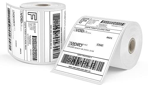 2 Rollen Thermoetikett - 4 x 6 Versandetikett - Selbstklebendes Etikett - Thermopapier Versandetiketten für Labeldrucker - Wasserfester Etiketten Papier (500 Stück 10.2 x 15.2 cm)
