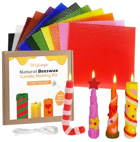 Bienenwachskerzenherstellungs-Set für Kinder, 12 Farben, Bienenwachs-Blätter für die Kerzenherstellung, zum Selbermachen von Kerzen für Erwachsene, 100% reines Bienenwachs, Wabenblatt,