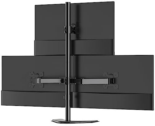 WALI Triple Monitor Arms for Screen Up to 27 Inch, Free Standing Triple Monitor Desk Mount Fully Adjustable, Adjustable 3 Monitors Stand Holds Up to 10 kg per Arm, VESA 75 & 100mm, Black (MF003S)
