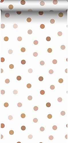 ESTAhome Tapete Punkte Hellrosa, Beige und Terrakotta - 139349-0,53 x 10,05 m