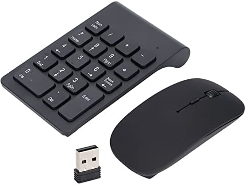 Kabelloser Ziffernblock und Maus, 5,3x3,3Zoll 2,4GHz 1200DPI 18 Tasten Universell kabellos USB Nummernblock Tastatur Ergonomischer Maus ultraflacher Mini Zahlentastatur für Laptop PC Desktop Computer