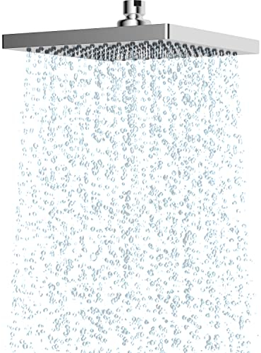 Hibbent Regenbrause Duschkopf(200 * 200MM),Edelstahl Regenduschkopf,Eckig Einbauduschköpfe,Sparduschkopf regendusche, Schwenkbarer Strahlwinkel, üppiges Duscherlebnis, Einfache Installation, Chrom