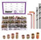 Swpeet Lot de 135 inserts en bois galvanisés en acier au carbone de 1/4 + 5/16 et foret hélicoïdal de 9 mm et 11 mm avec 2 clés M6 M8, boulons de meubles avec écrou fileté élément de connexion