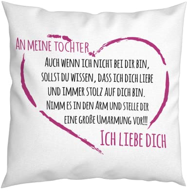 LIEBTASTISCH - An meine Tochter, auch wenn ich Nicht bei dir Bin - Geschenk an Meine Tochter - Geschenke - Geschenkidee - Sehr persönlich - Kissen mit Füllung Geburtstag