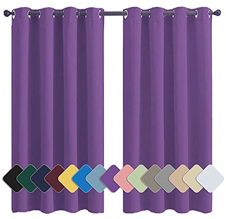 MENGH Wärme Vorhang Ösenschals Blickdicht Thermo Schalldämmend, für Jugendzimmer Kinderzimmer Violett 1 Stück, 183x132cm(HxB)