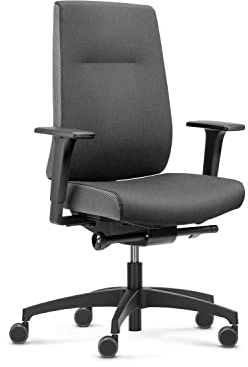 Dauphin Indeed Performance Operator, ergonomischer Bürostuhl & tiefenverstellbarer Lordosenstütze, höhenverstellbarer Kopfstütze, 2F-Armlehnen, Drehstuhl (Polsterrückenlehne, ohne Kopfstütze)