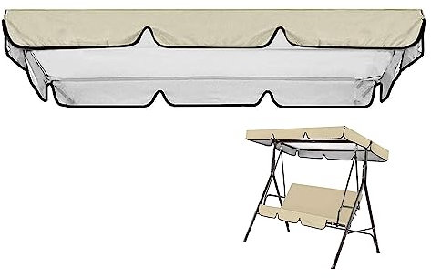 PJDDP Hollywoodschaukel Dachbezug,wasserdichtes Ersatzdach für Hollywoodschaukel 3 Sitzer,UV-Schutz Dach Gartenschaukel Bezug für Hollywoodschaukel/Hängematte,Beige,164X114CM/64X45IN