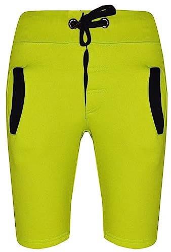 A2Z 4 Kids Fleece Jogging Shorts - Shorts Contrast Trim Neon Green 5-6.
