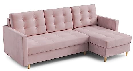 Ecksofa “DIVO” mit Schlaffunktion und Bettkasten - Sofa Bettsofa Couch L form 3 Sitzer Schlafsofa Schlafcouch - Eckcouch Möbel für Wohnzimmer 224 x 144 x 95 cm. Sofabett - Liegefläche: 202 x 140 cm