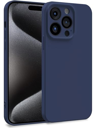MyGadget TPU Case for iPhone 15 Pro - Cover Dual Layer with Camera Protection/Inner Lining - Soft Touch Rubber & Anti-Scratch Shell Dark Blue
