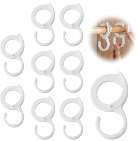 S Haken, 9 Stück Anti-Drop Haken zum mit Sicherheitsschnallen-Design, S Haken Kunststoff Weiß, Küchenhaken Aufhängen für Küche Garderobe.