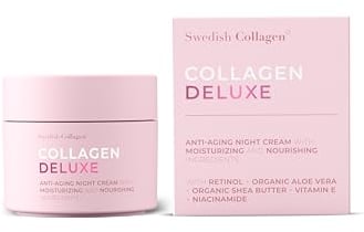 Swedish Collagen Retinol-Nachtcreme I Anti-Falten & feuchtigkeitsspendend I Niacinamid, Vitamin E, Bio-Aloe Vera und Sheabutter – 50 ml
