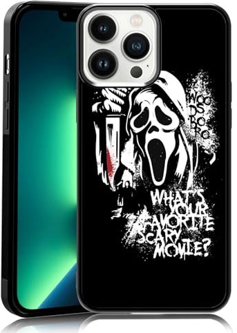 MMYAJT Favorite Scary Phone Case Compatible with iPhone 13 Pro Max, Scream iPhone Case Shockproof Black and White Phone Halloween Funny Cover Gift for Boy Girl Men Women
