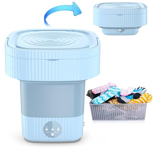 Mini Machine à Laver, Cuve à Linge Pliable de 10L Portable, Petite machine à laver pour les vêtements de bébé, les sous-vêtements ou les petits articles, Dortoir, Camping, VR Travel Laundry, Bleu