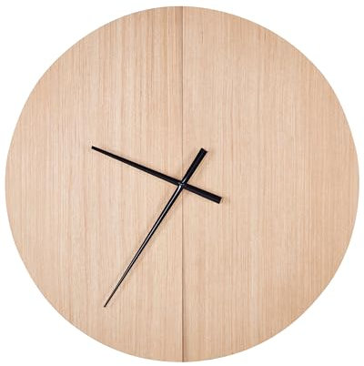 Beliani Wanduhr Heller Holzfarbton/schwarz rund ø 60cm ohne Ziffernblatt modern Cabic