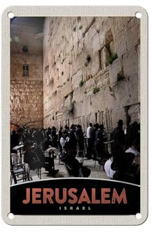FEMER Blechschild Reise 12x18cm Jerusalem Israel Gebet beten Dekoration