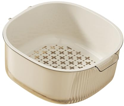Ciotola per Scolapasta a Doppio Strato, Filtro per Lavare la Frutta in Plastica Addensata con Manici Set di Scolapasta da Cucina 2 in 1 per Cucina